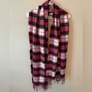 Esprit Pink and Black Plaid Scarf
